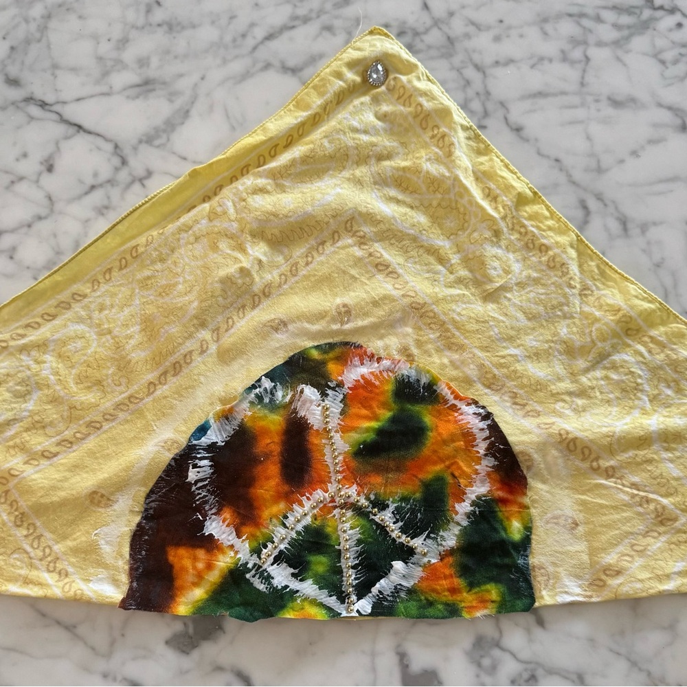Yellow Bandana with Tie-Dye Peace Sign